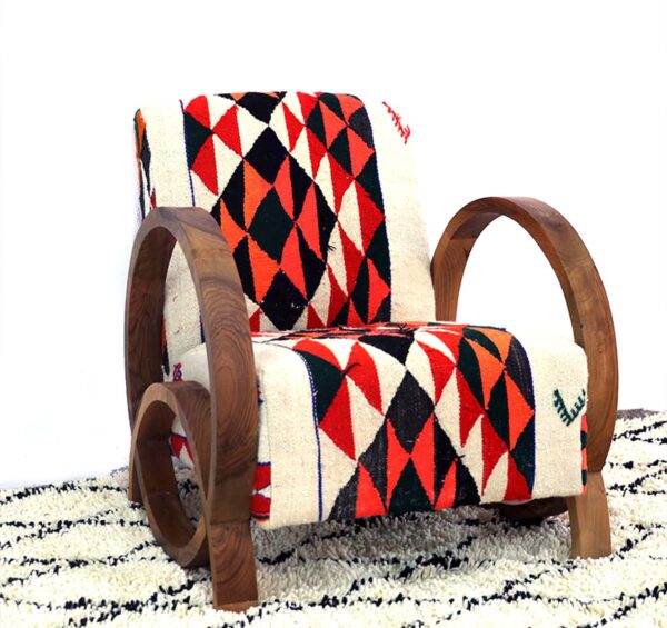 Handmade Upholstered Moroccan Armchair - Armchair in Berber Wool Rug