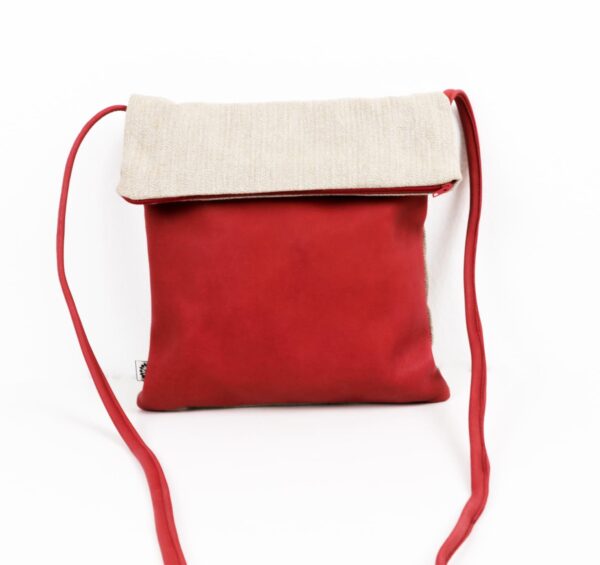Casual bag in leather and kiria-Red-