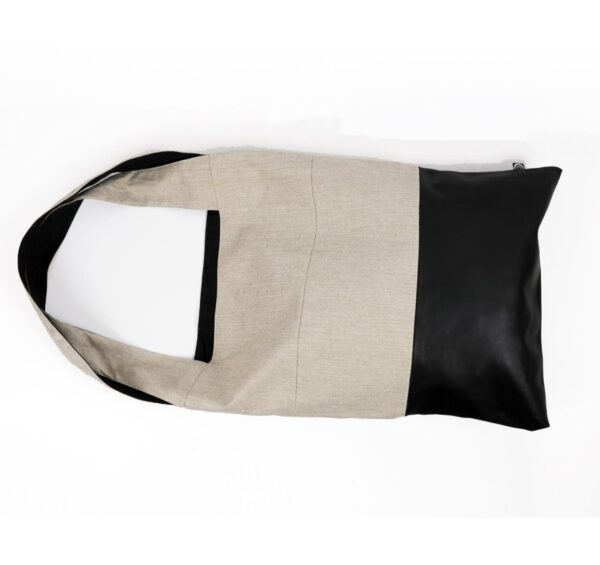 Casual bag in leather and kiria-Black-