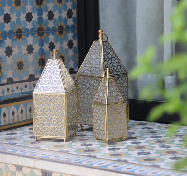 Brass Lantern, Set of 3 Golden Brass Lantern lamps