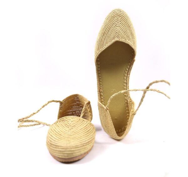Natural raffia Wedge Wrap sandal