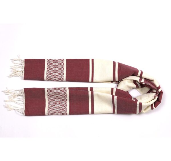 Handmade grana and white striped shawl-cotton shawl