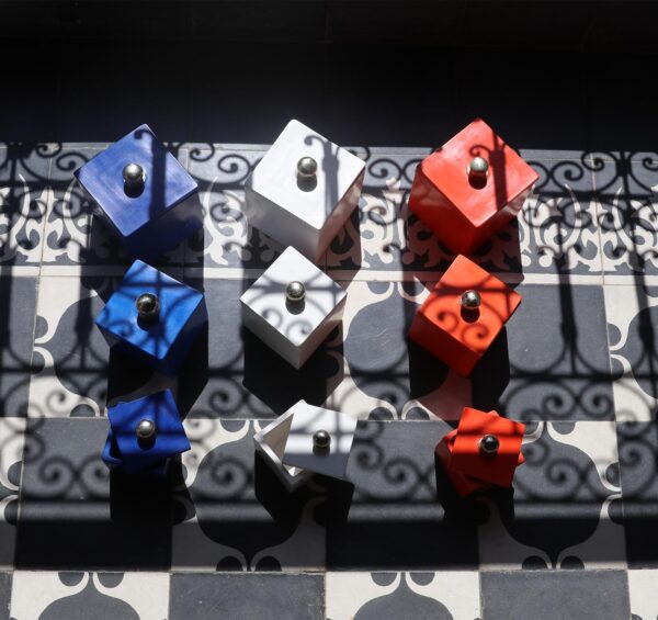 White tadelakt square box (set of 3)