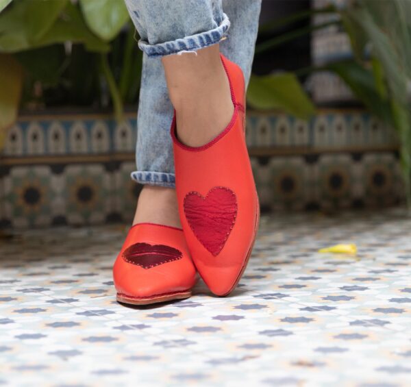 Babouche Slippers for Women, Red Moroccan Babouches