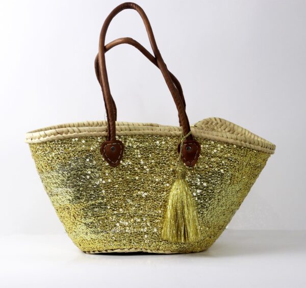 gold Sequin rope handle basket