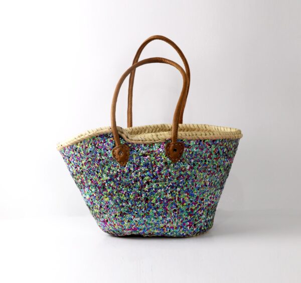 Multicolor Sequin Palm leaves Basket