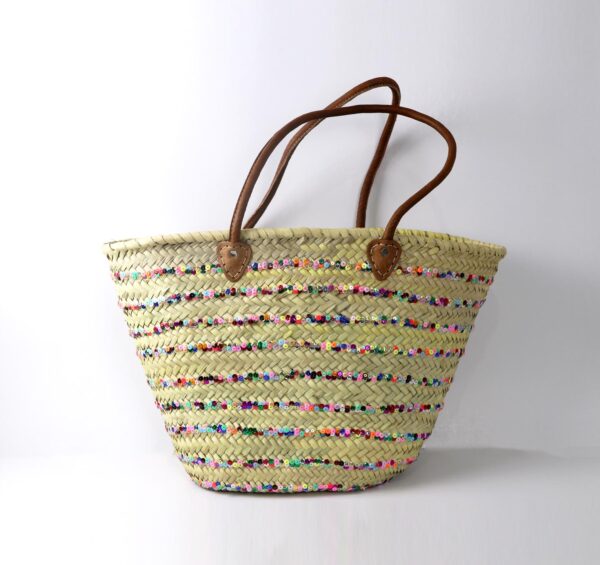 Summer Straw Bag Covered With Multicolored Sequins