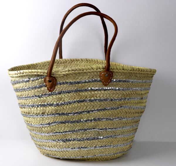 Summer Straw Bag Covered With Sliver Sequin