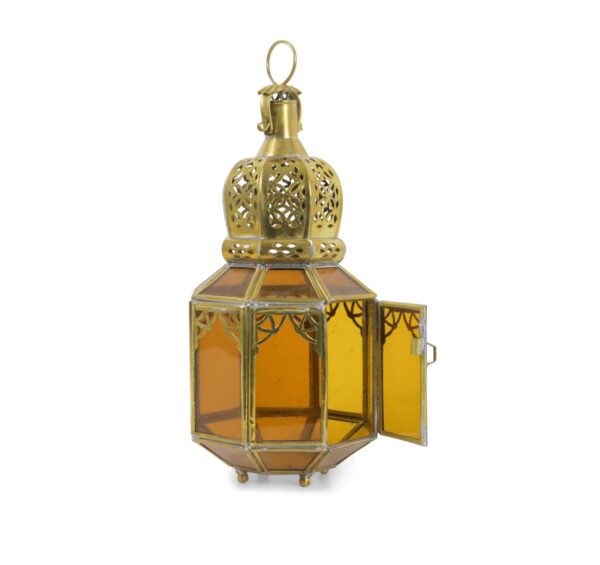 Small octagonal brass lantern with brown mirror
