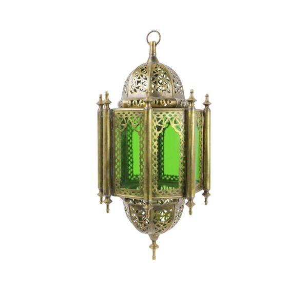 Octagonal brass suspension with green mirror