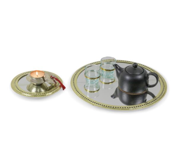 Set of 4 round mirror trays