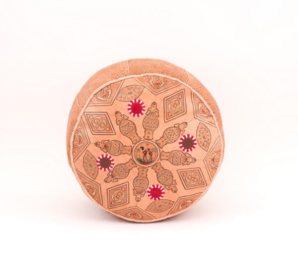 Engraved leather pouf ( Small )