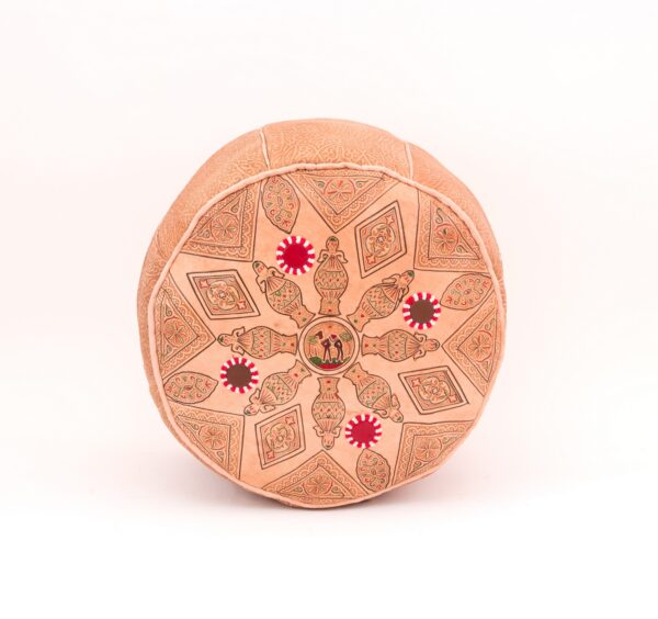 Engraved leather pouf ( large)