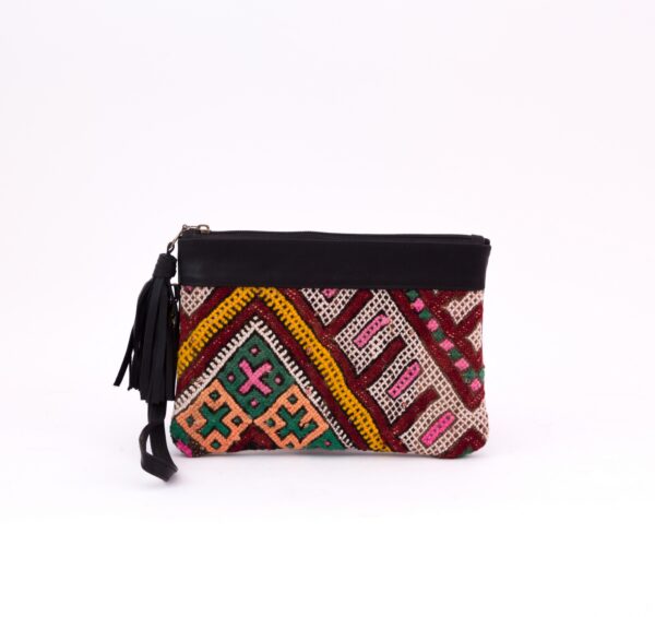 Kilim and leather pochette