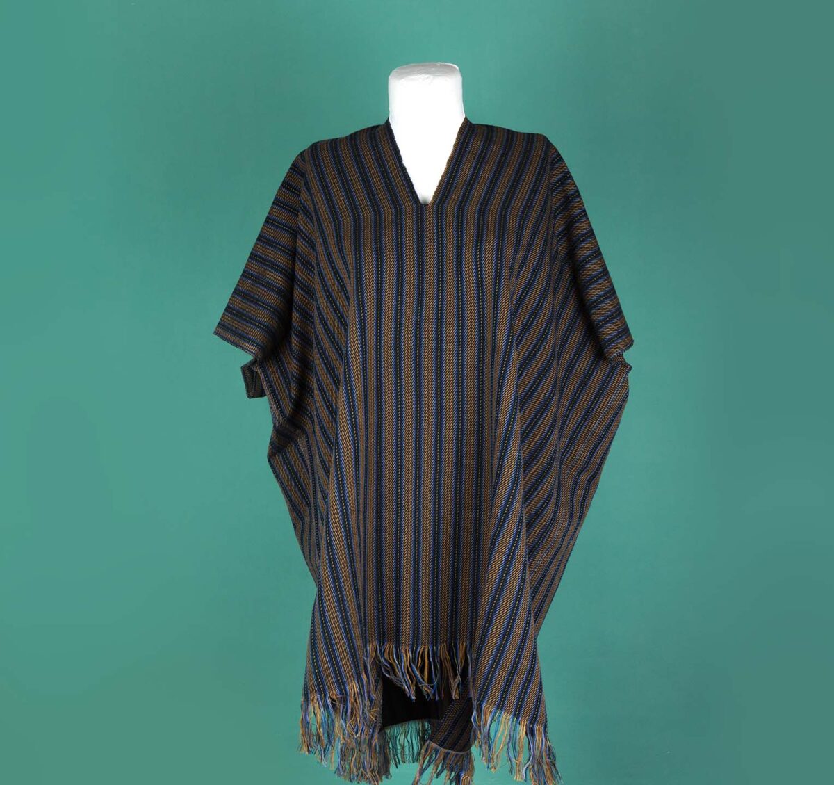 Black and orange striped women’s poncho / cape