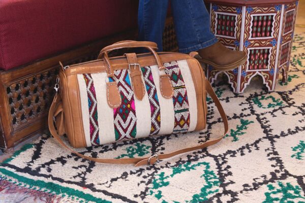 White kilim travel bag