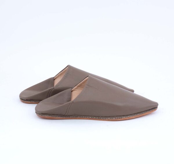 Grey Leather Mule / babouche for Men