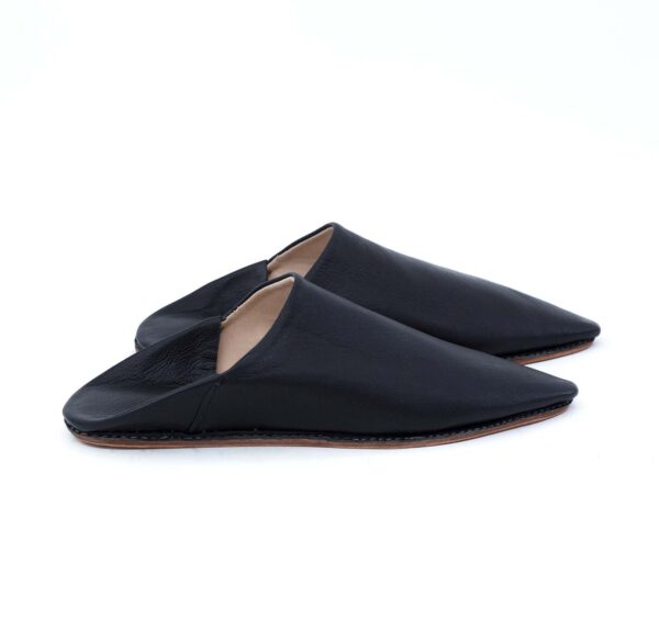 Black Leather Mule / babouche for Men