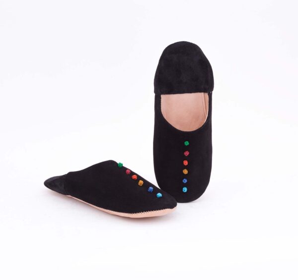 Black Suede leather babouche for women