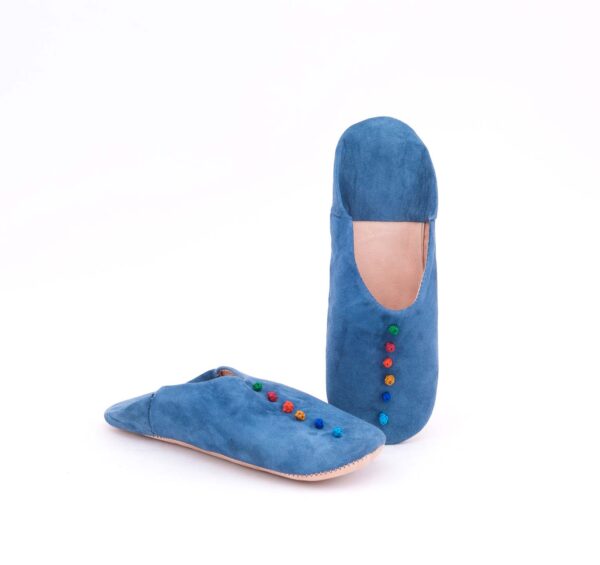 Electric blue suede mule for women