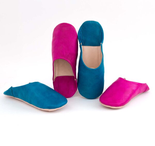 Colorful leather babouch (blue)