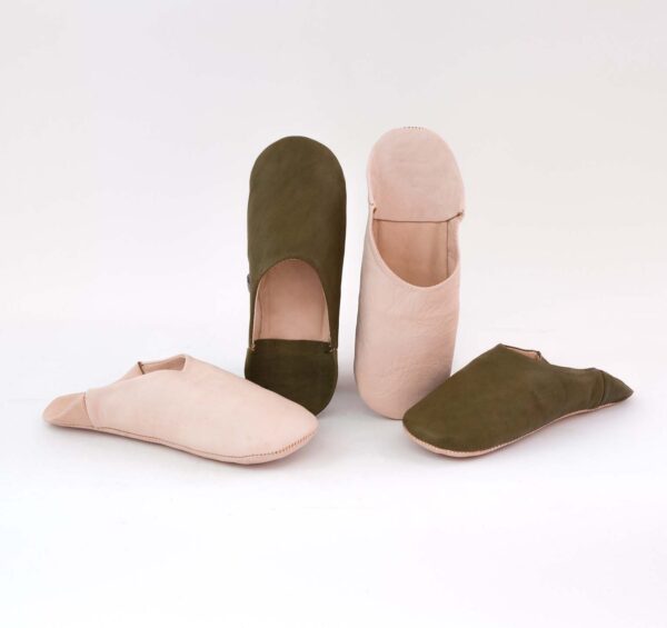 Colorful leather babouch (pink)