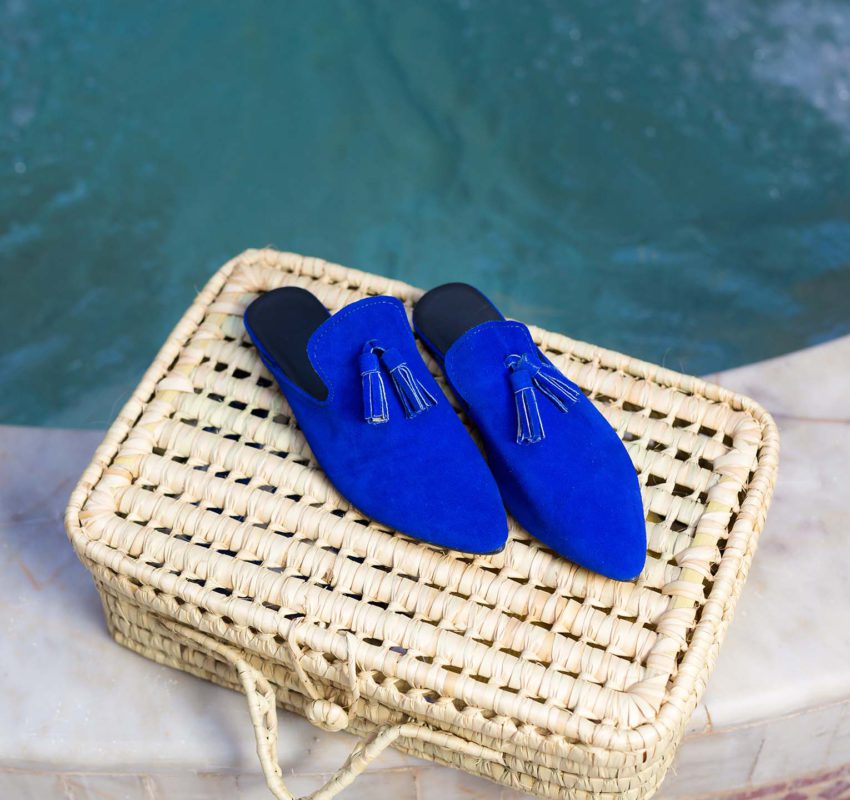 Handmade suede mules