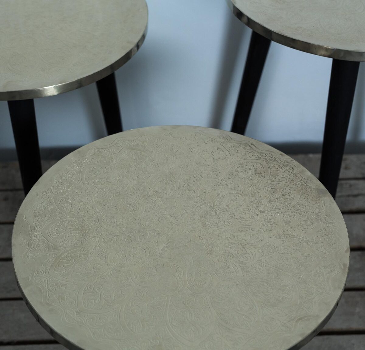 Silver accent tables , Maillechort side table