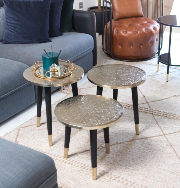Silver accent tables , Maillechort side table