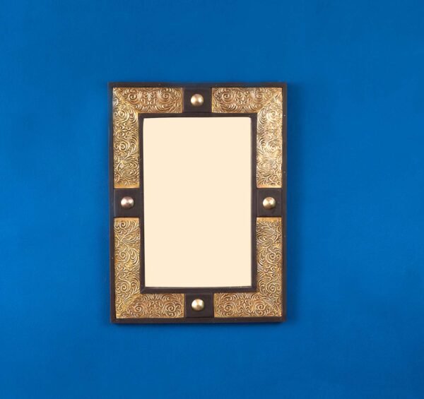 Wood and copper retangular mirror