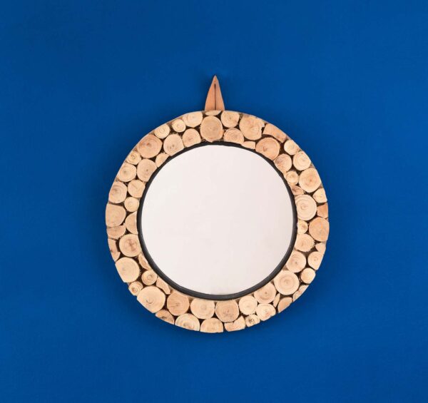 Round wooden mirror