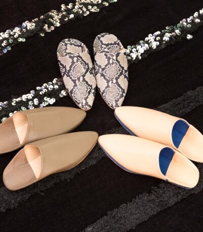 Snake skin babouche / slippers for women
