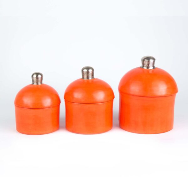 Orange boxes tadelakt style (set of 3)