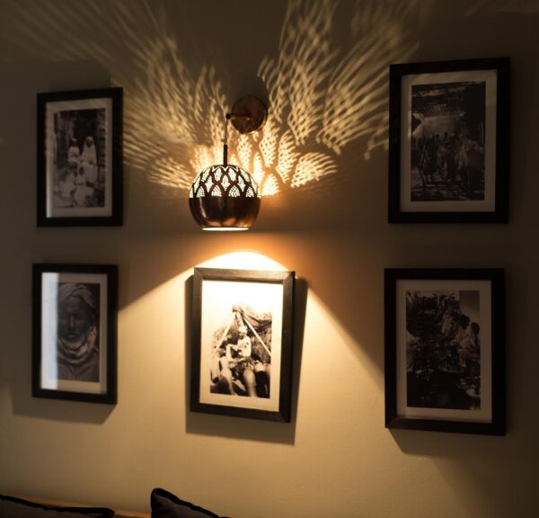 Engraved copper Wall Lamp, Handmade Wall Sconce