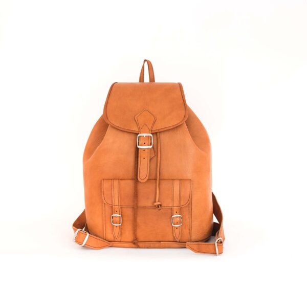 Light brown leather backpack