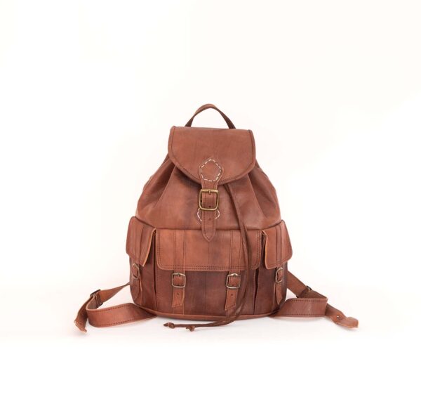 Dark brown leather backpack