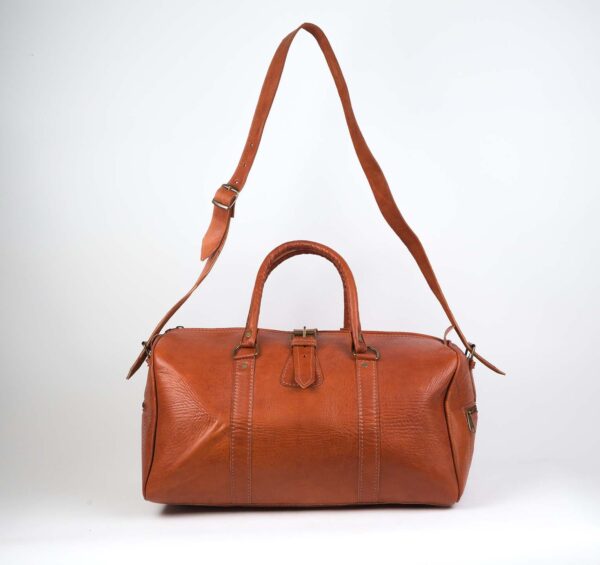 Brown leather travel bag
