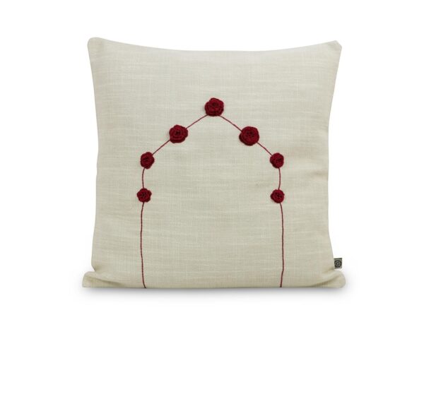 Cushion in Kiria and Red Crochet