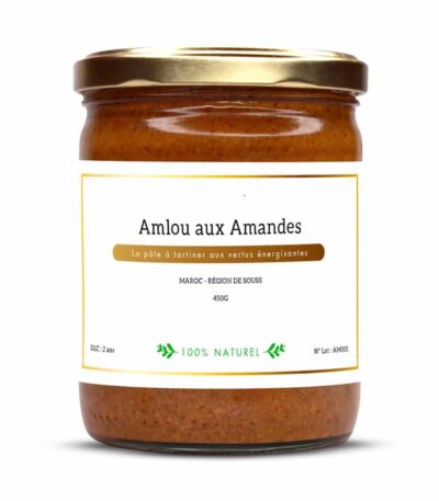 Amlou with almonds and argan oil, 100% bio, almond dip for adults and children