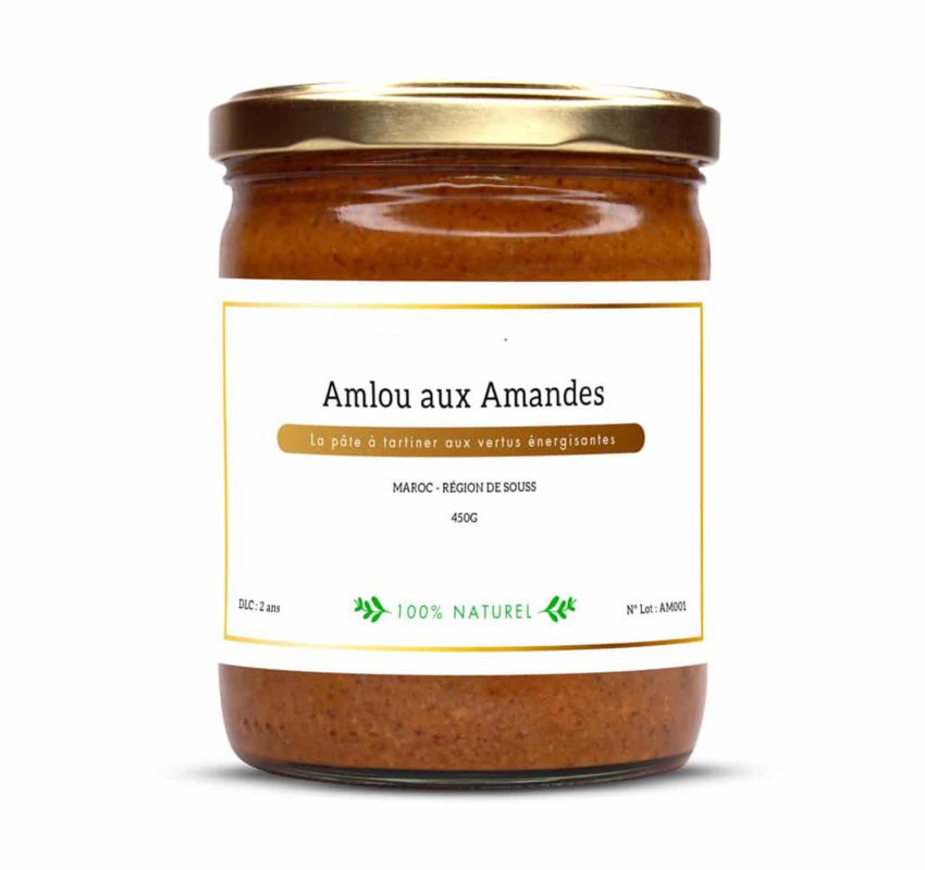 Amlou with almonds and argan oil, 100% bio, almond dip for adults and children