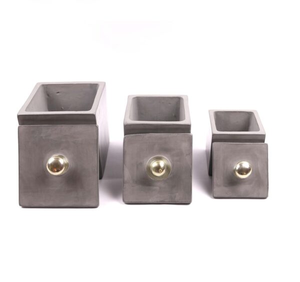 Boite carrée grise tadelakt (lot de 3)