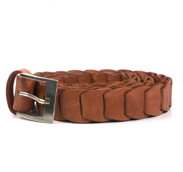 Ceinture marron naturel en cuir tressé