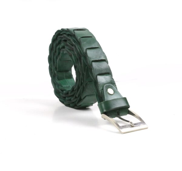 Ceinture verte naturel en cuir tressé