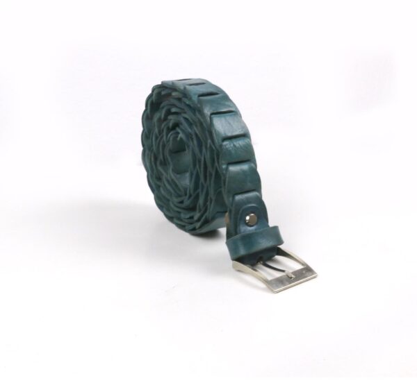 Ceinture Bleu naturel en cuir tressé