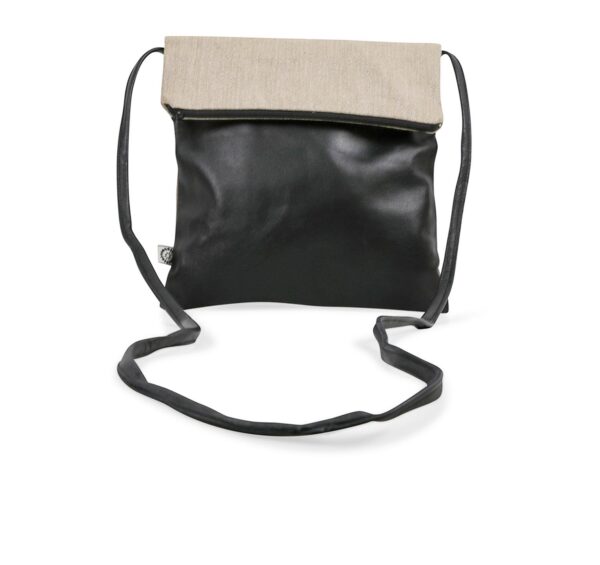 Casual bag in leather and kiria-Black-