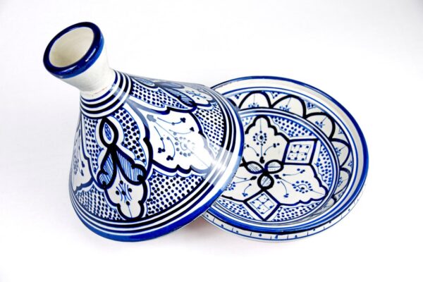 Blue serving tagine (beldi pattern)