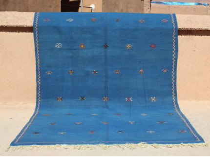 Blue Handmade Moroccan Rug, kilim rug , ( 240 Cm × 150 Cm )