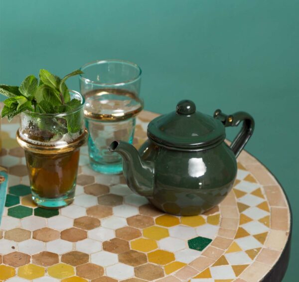 Teapot enamelled dark green