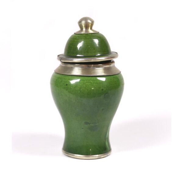 Vase Ceramic green with Silver Border